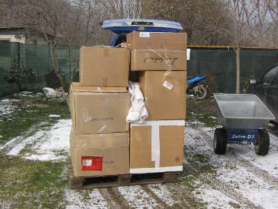 Il pallet arrivato in Rifugio
